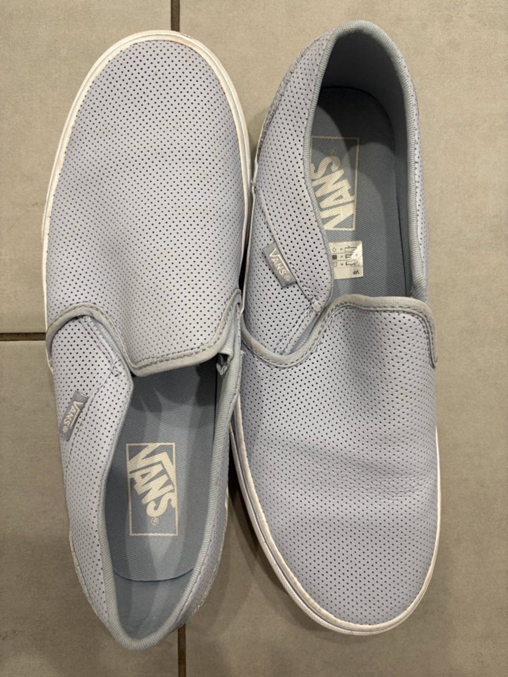 Vans Men’s Slip-On Perforated Sneakers in Light Gray